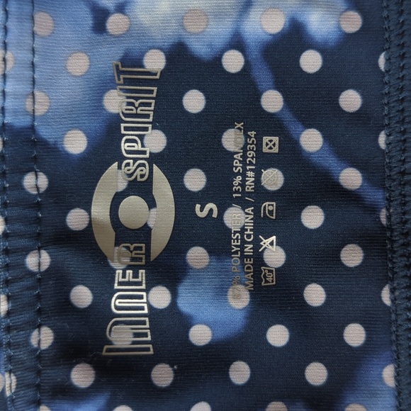 Inner Spirit Polka Dot Yoga Leggings S Blue White Pattern - Picture 3 of 15